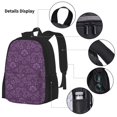 thumbnail image 5 of Naloa Retro Florals Purple Print Large Capacity Backpack Lunch Bag Pencil Case Combination 3 Piece Set for Student, 5 of 8