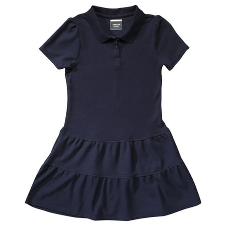 French Toast Girls School Uniform Short Sleeve Ruffle Pique Polo Dress (Little Girls & Big Girls)
