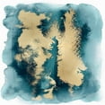 thumbnail image 2 of Riley, Bella 26x26 White Modern Wood Framed Museum Art Print Titled - Teal Mist with Gold II, 2 of 4