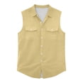 thumbnail image 4 of USNSM (S-5XL) Big and Tall Sleeveless Button Down Shirts for Men Summer Casual Beach Vacation Collared Tank Tops Basic Vest Shirts with Pockets Gold XXXXL, 4 of 7