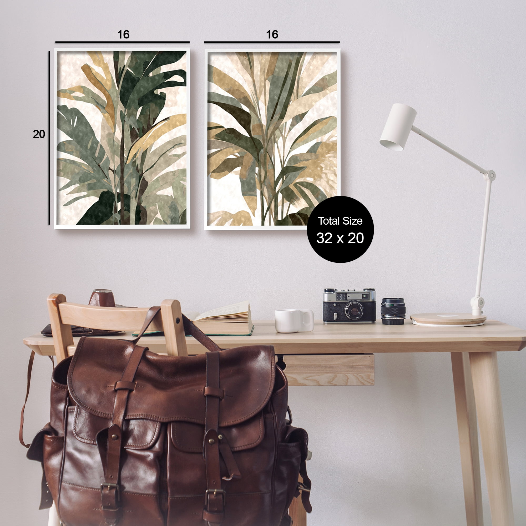 Stupell Industries Modern Palm Leaves Botanical & Floral Painting White Framed Art Print Wall Art, 16 x 20