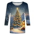 thumbnail image 5 of LEKWK Vneck Christmas Shirts for Women Xmas Tree Crew Neck 3/4 Sleeve Tops Christmas Womens Graphic Shirts Vintage Ugly Christmas Women Tshirts, 5 of 5