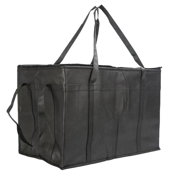 HWHCGZ Portable Thermal Bag Large Insulated Aluminum Reusable with Sturdy Zipper and Handles, Foldable Washable for Hot or Cold Food Delivery, Groceries, Travel, Shopping (Black)