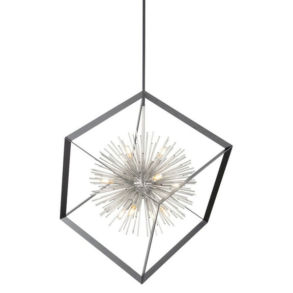 Artcraft Lighting Sunburst 12 Light Chandelier (Matte Black & Chrome)