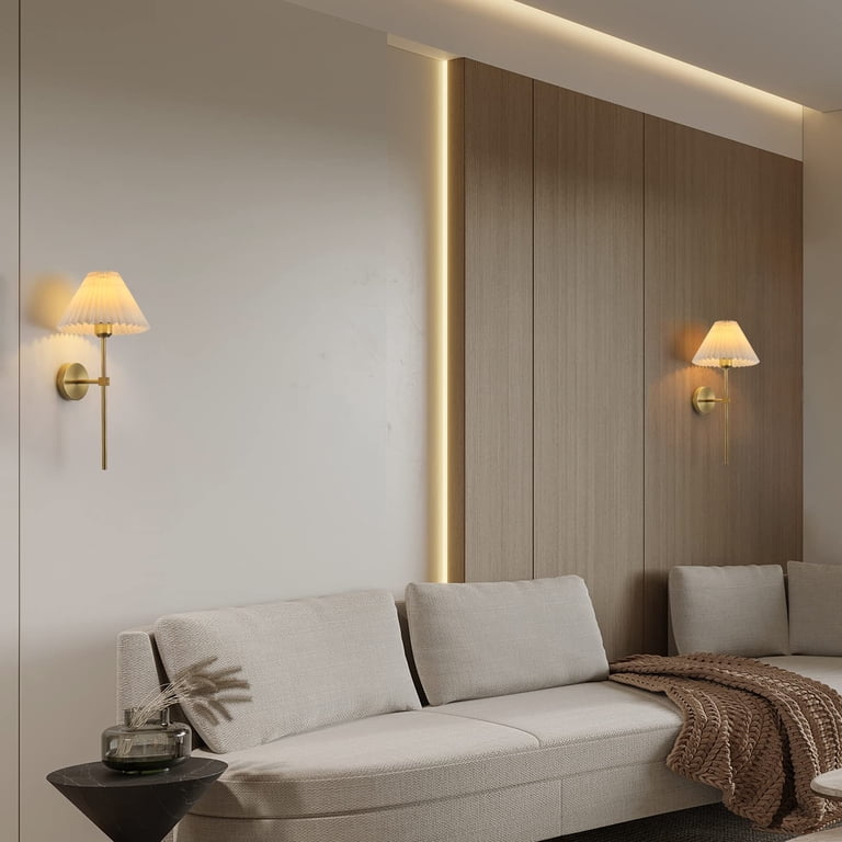ADISUN Wall Sconces Sets Of 2 RGB Battery Operated Wall Sconces For Bedroom Dresser Classic Golden Wall Lamp