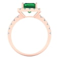 thumbnail image 4 of 3.84ct emerald cut green emerald 18k rose gold halo Bridal Wedding Engagement Promise Anniversary Ring for Women size 6.25, 4 of 7