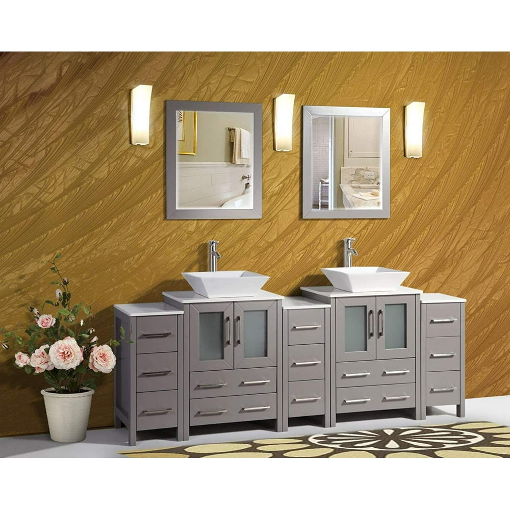 Vanity Art 84 Inches Double Sink Bathroom Vanity Compact Set 5
