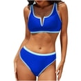 thumbnail image 4 of Conjunto de Traje de Baño de Color Sólido para Mujeres, una Pieza Conservadora con Correas de Hombro Anchas, Bloqueo de Color Del Pecho Y División Lateral para la Playa, Desgaste de Verano, 4 of 7