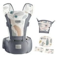 thumbnail image 6 of Bebamour Baby Carrier Newborn Front and Back Carry Baby Carrier Newborn to Toddler Baby Hip Carrier with Head Hood & 3 Pieces Teething Pads (Grey), 6 of 7