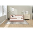 thumbnail image 2 of Jopath Twin Size Upholstered Daybed Frame with Trundle,USB Port ,Side Pockets,Velvet Daybed with Diamond Grid Design for Bedroom Living Room Guest Room Pink, 2 of 8