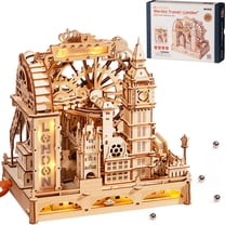 ROBOTIME 3D Wooden Puzzle London Travel Marble Run, DIY Building Model Craft Kits, Creative Toys Home Decor, Xmas Gifts for Adults
