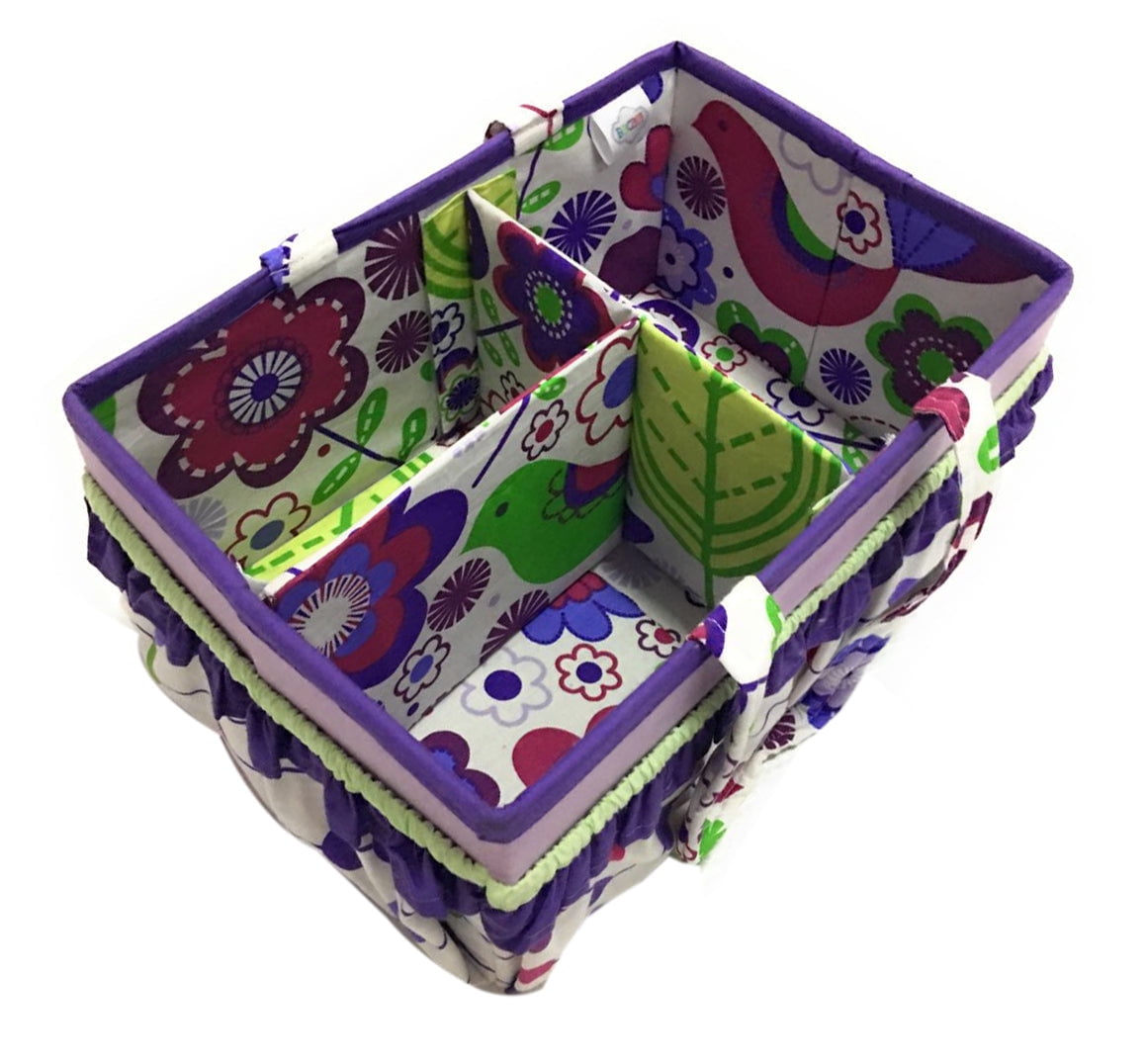 Bacati - Nursery Storage Caddy Botanical Purple/Lilac/Green/Plum Girls