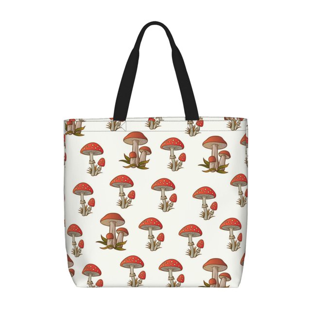 Fotbe Mushroom Bolsa Tote con Estampado para Mujer, Bolsos con Cremallera, Bolsa de Hombro Casual de Gran Capacidad con Bolsillos Internos