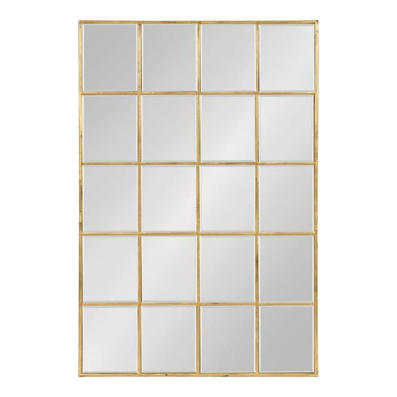 Kate and Laurel Denault Traditional Framed Windowpane Mirror, 24 x 36 Gold Leaf Finish