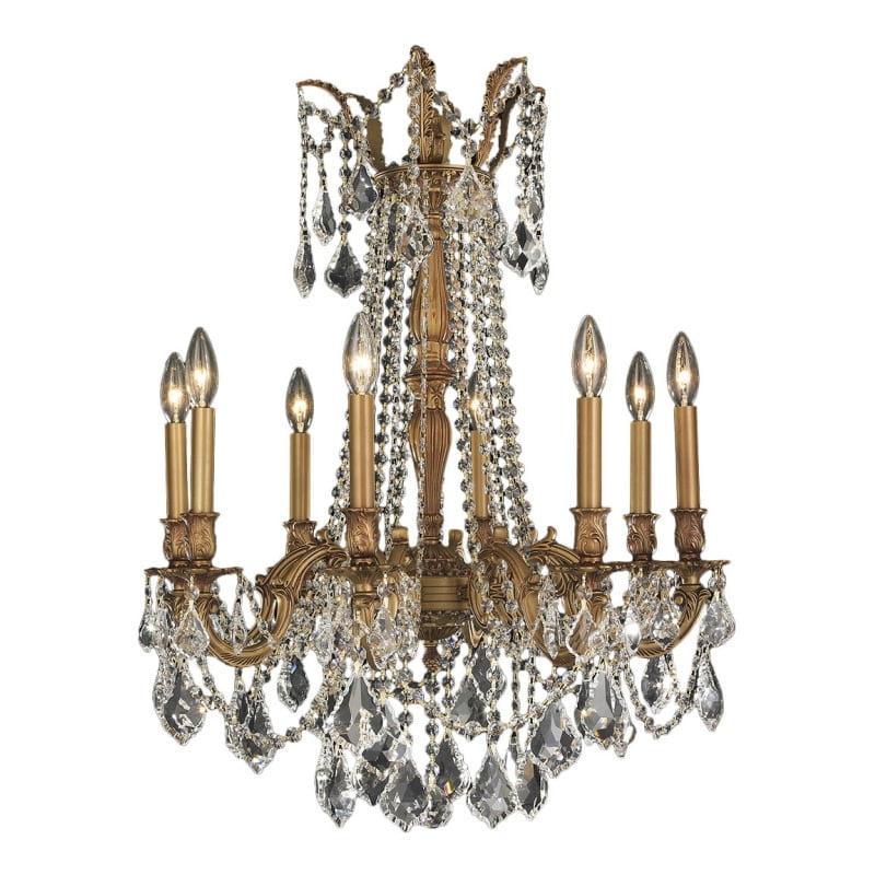 Windsor Collection 8 Light French Gold Finish and Clear Crystal Chandelier 24