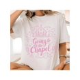 thumbnail image 1 of 'Going to Chapel' Pink letter-printed pure cotton women's top T-shirt, 1 of 6