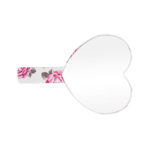 Espejo de Maquillaje en Forma de Corazón para Mujeres, 1Pc, para Negocios de Salón de Belleza, Viajes, Color Rosa y Blanco, Espejo de Plástico y Aluminio