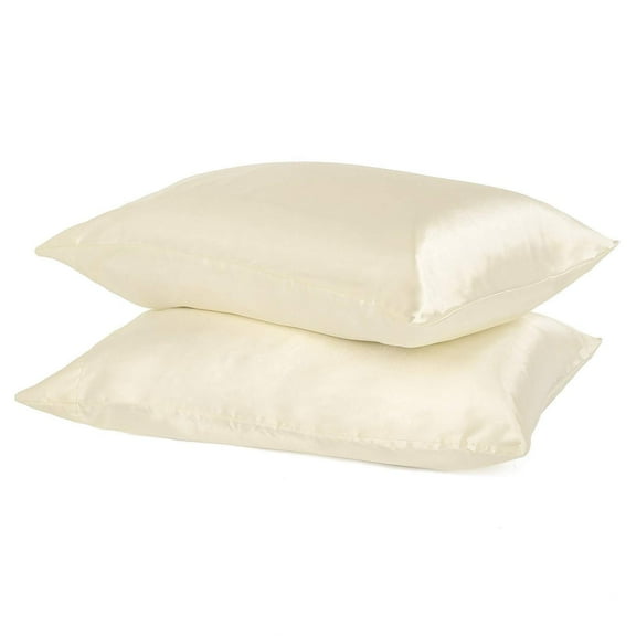 Orly'sDream Satin Pillowcase For Hair and Skin, Standard Size/Queen Size (20" x 30"), Set of 2 Envelope Closure Pillow Cases (Bone)