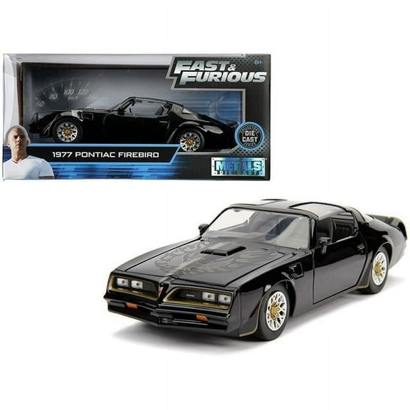 Jada  Tegos 1977 Pontiac Firebird Fast & Furious Movie 1 by 24 Diecast Model Car, Black