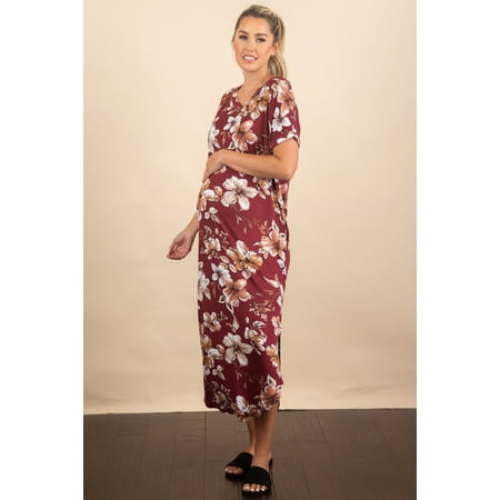 

Maternity V-Neck Short Sleeve Dress With Pockets