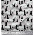thumbnail image 1 of Soimoi Gray Velvet Fabric Bear Tree Print Fabric by Yard 60 Inch Wide, 1 of 3