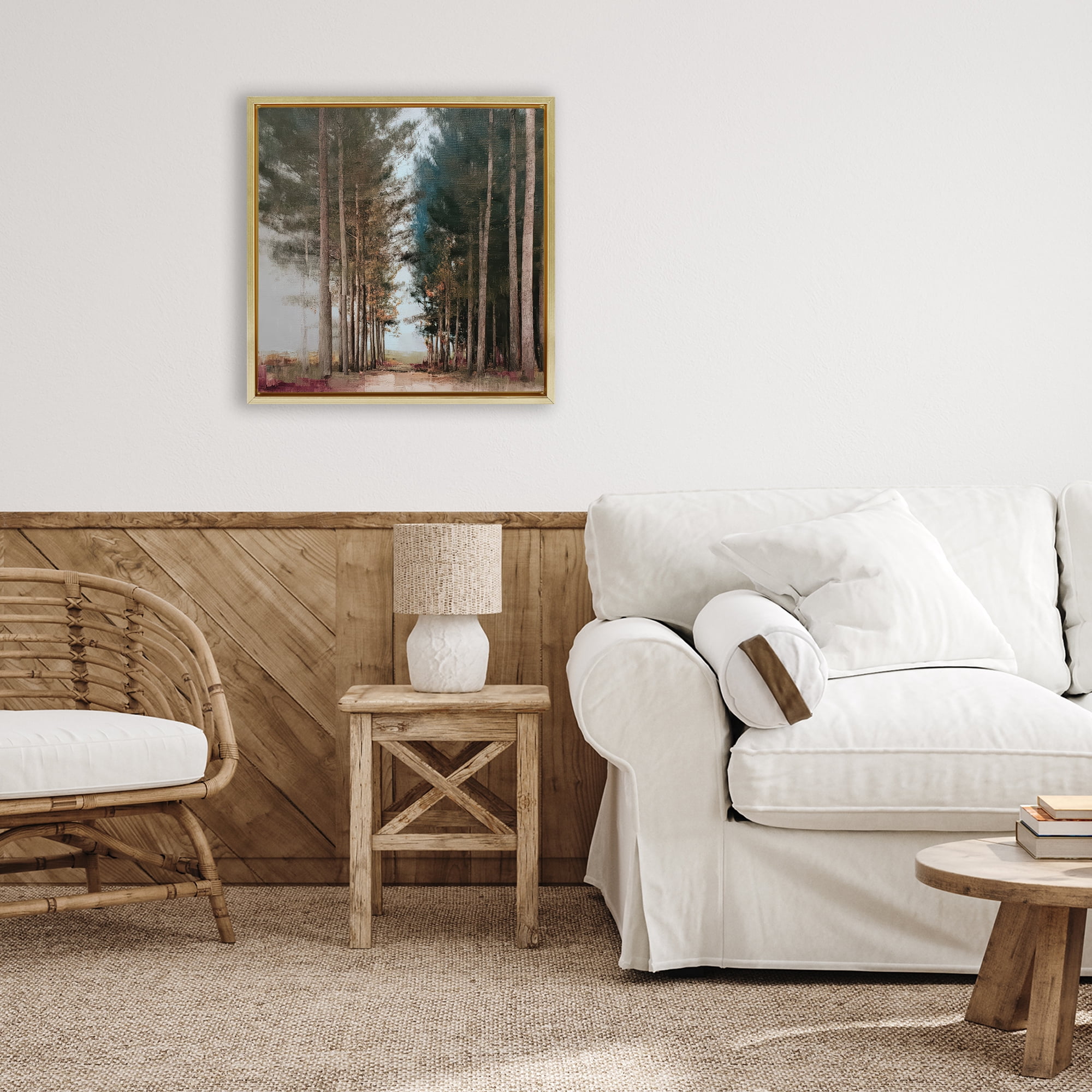 Stupell Industries Tall Trees Pathway Gold Framed Floater Canvas Wall Art, design by Kim Curinga