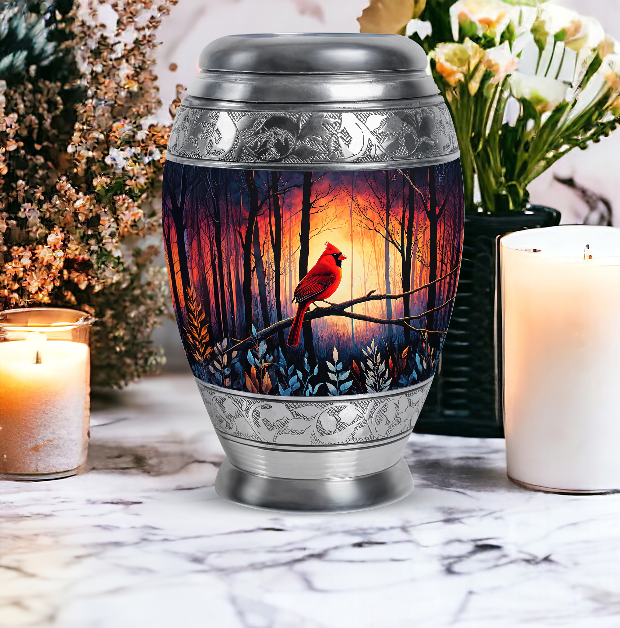 SABURIAL Cardinal Urn - Mini Cremation Urns For Human Ashes Adult Man - Decorative Small Keepsake Funeral Urns For Men & Women - Combo Of 10 Inch 3 Inch