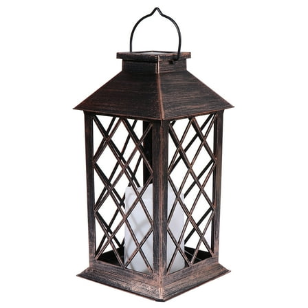 1pc Solar Power Candle Lamp Outdoor Solar Lanterns Hanging Lamp Table Lamp Night Light Warm Lighting for Courtyard Party Walkway Terrace Garden Lawn (Coppery)