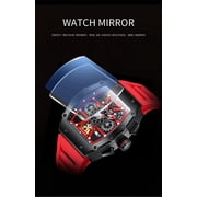 GUANQIN Men Automatic Wrist Watch Skeleton Tourbillon Tonneau Design Waterproof Adjustable Silicone Strap Business Luminous Sapphire Crystal Multifunction Clock