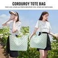 thumbnail image 4 of Gocvo Corduroy Tote Bag, Extra Large Tote Bag for Women, Soft and Lightweight Lady Handbags for Travel Work Everyday(Green Grid), 4 of 7