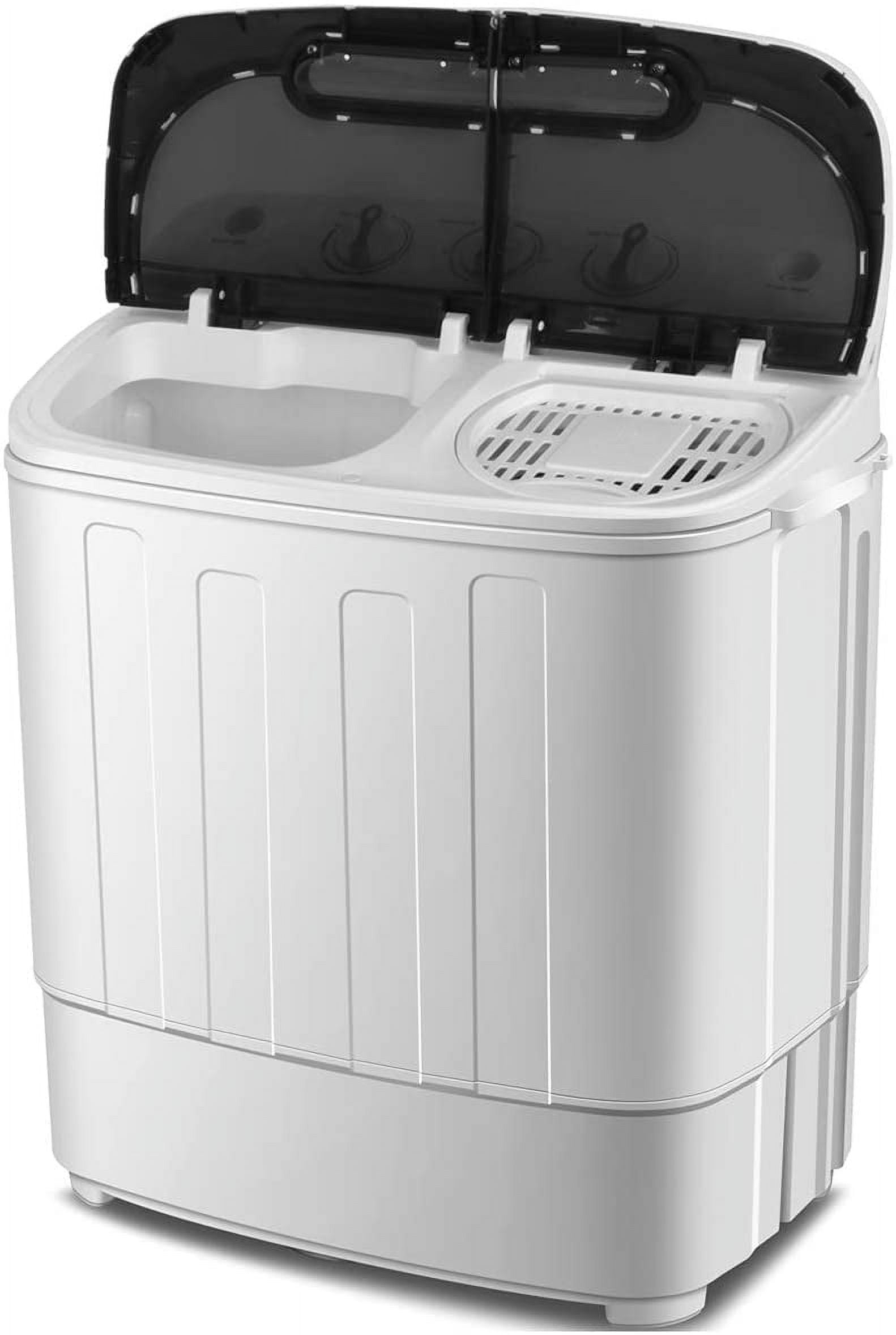 HOMAKE-PRO Compact Mini Twin Tub Washing Machine 13lbs Capacity Portable Washer Wash and Spin Cycle Combo, Built-in Gravity Drain for Camping, Apartments, Dorms, College, RV’s and Small Spaces