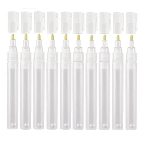 10Pack 3mm Empty Fillable Blank Paint Touch Up Pen Markers, Round Tilted-Head Paint Ma y4426