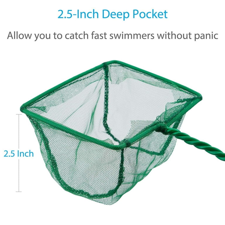 Pawfly 4 inch Aquarium Net Fine Mesh Small Fish Catch Nets with Plastic Handle - Green