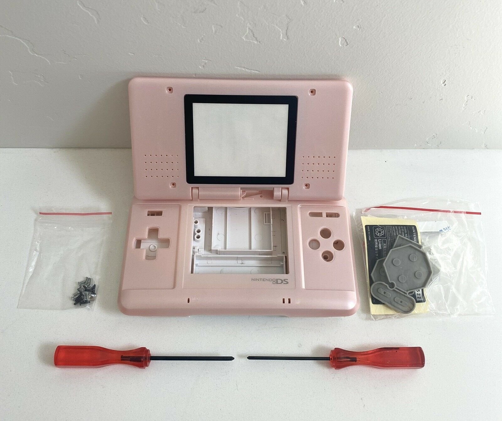 ledelse sirene talentfulde Replacement Housing for Original Nintendo DS Shell Screen Tools White Pink  - Walmart.com