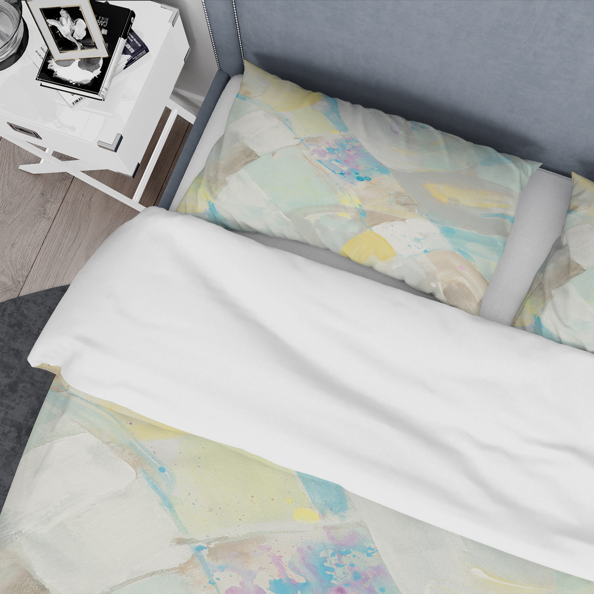 Designart 'Abstract Compositions of Pastel Blue and Green' Geometric Duvet Cover Set