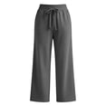 thumbnail image 4 of Tall Sweatpants for Women Ndbuld Women's Solid Color High Waisted Drawstring Sweatpants Loose Straight Leg Wide Leg Sports Pants Casual Pants Long Pants Dark Gray XXL, 4 of 9