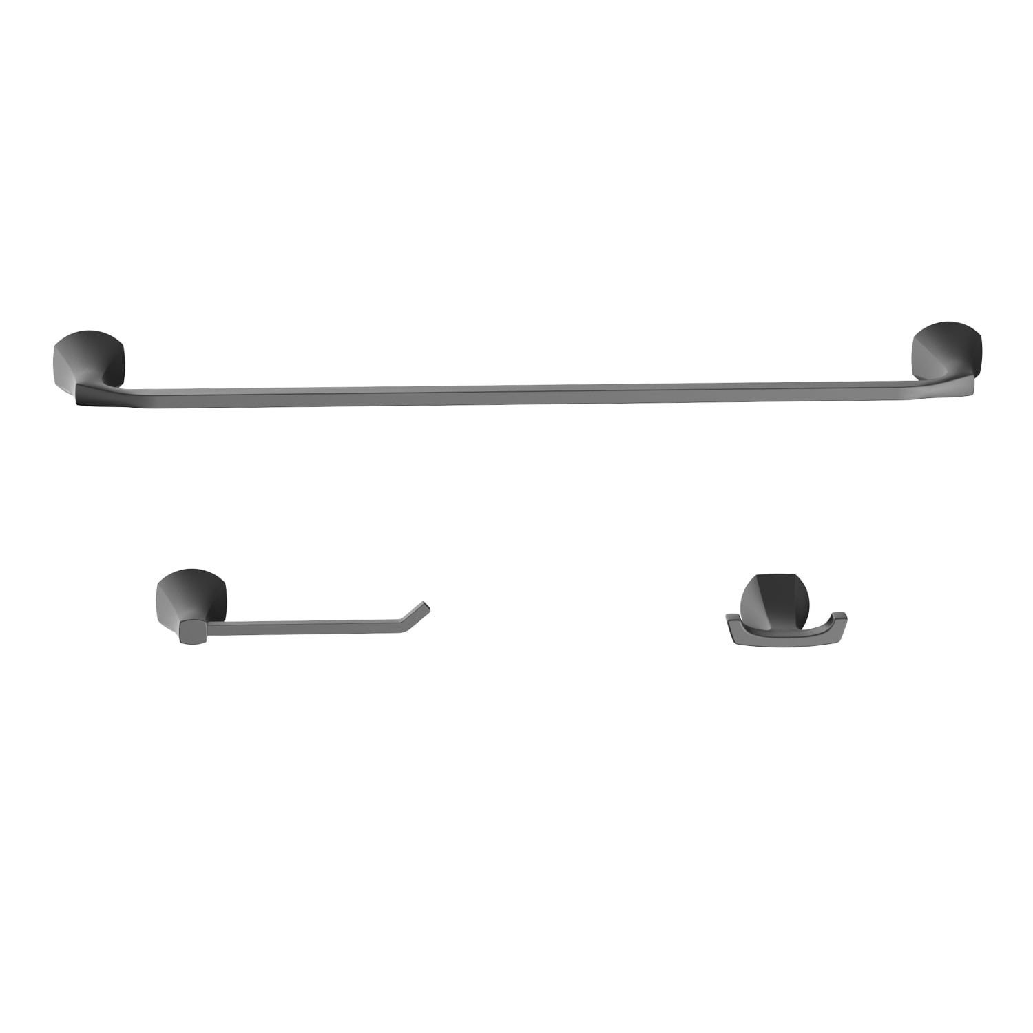 Better Homes & Gardens Simple Flare 3 Pieces Bath Hardware Set in Matte Black Towel Bar, Toilet Paper Holder, Robe Hook Included, Wall Mounted