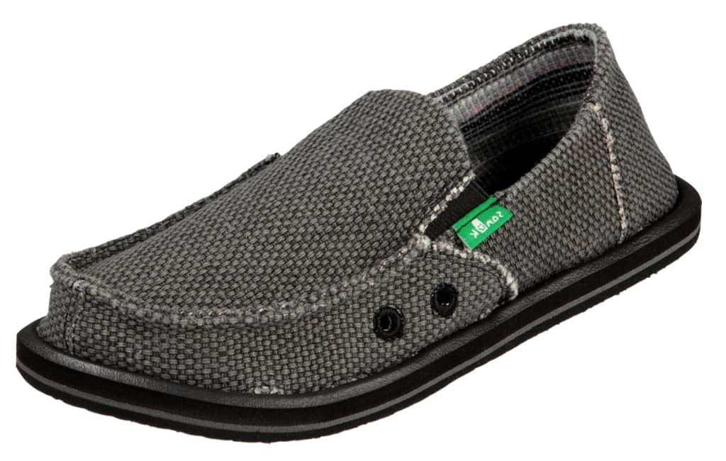 Sanuk Offshore Boys Lace Up Shoes Loafers SBF10683 Black Charcoal Kids