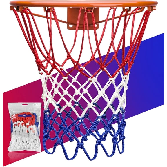 Basketball Net Replacement Heavy Duty, Professional On-Court Quality, Fits Outdoor Indoor Rim, All Weather Anti Whip Loops