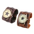thumbnail image 1 of Reloj de cuero PU, pulsera de esfera grande, brazaletes de reloj, correa ancha de regalo, pulsera de hip hop para el día , Navidad, cumpleaños, día de San Marrón Duro Marrón Suave jinwen reloj de pulsera, 1 of 8
