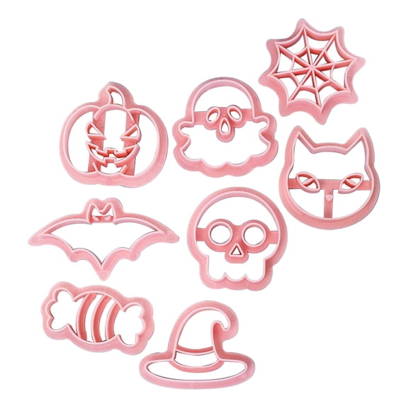 8Pc Clearance Under $3 Halloween Cookie Cutters Halloween Cookie Mold For Kitchen, Plastic Halloween Cookie Cutter Pink
