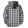 thumbnail image 5 of Button Plaid Shirts for Men,Long Sleeve Hooded Pullover Top with Drawstring and Chest Pocket,Trendy Casual Outfits, 5 of 7