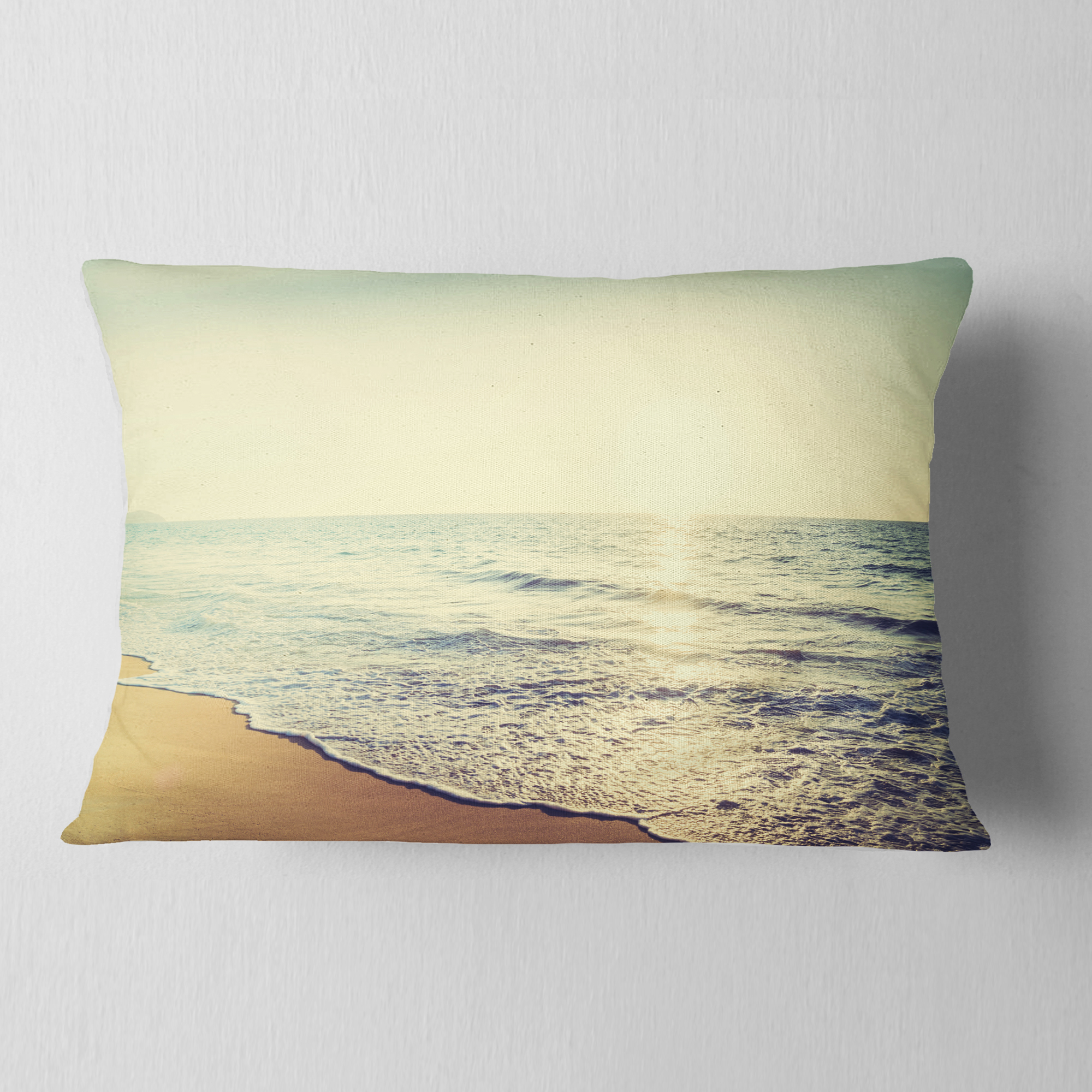 Designart Bright Seashore during Sunset - Seashore Throw Pillow - 12x20