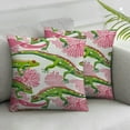 thumbnail image 3 of Exotic Throw Pillow Cushion Cover, Pattern of Chameleons and Palm Leaves Tropical Wildlife Elements, Decorative Rectangle Accent Pillow Case,, Dark Coral Green, 3 of 7