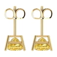 thumbnail image 4 of 4 Ct Princess Cut Studs Yellow Crystal 14K Yellow Solid Gold Everyday Dainty Earrings Push Back, 4 of 7
