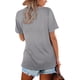 thumbnail image 3 of Blusas tipo túnica Lunivop para mujer, escote en V, manga corta, gris, talla M, 3 of 3
