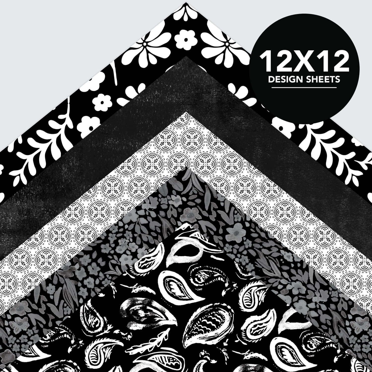 Roobee by Mara Mi Black and White Printed Scrapbook Paper, 50 Sheets, 25 Designs
