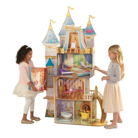 KidKraft Disney Princess Royal Celebration Wooden Dollhouse with 10-Piece Accessories and Bonus Storybook Foldout Rooms