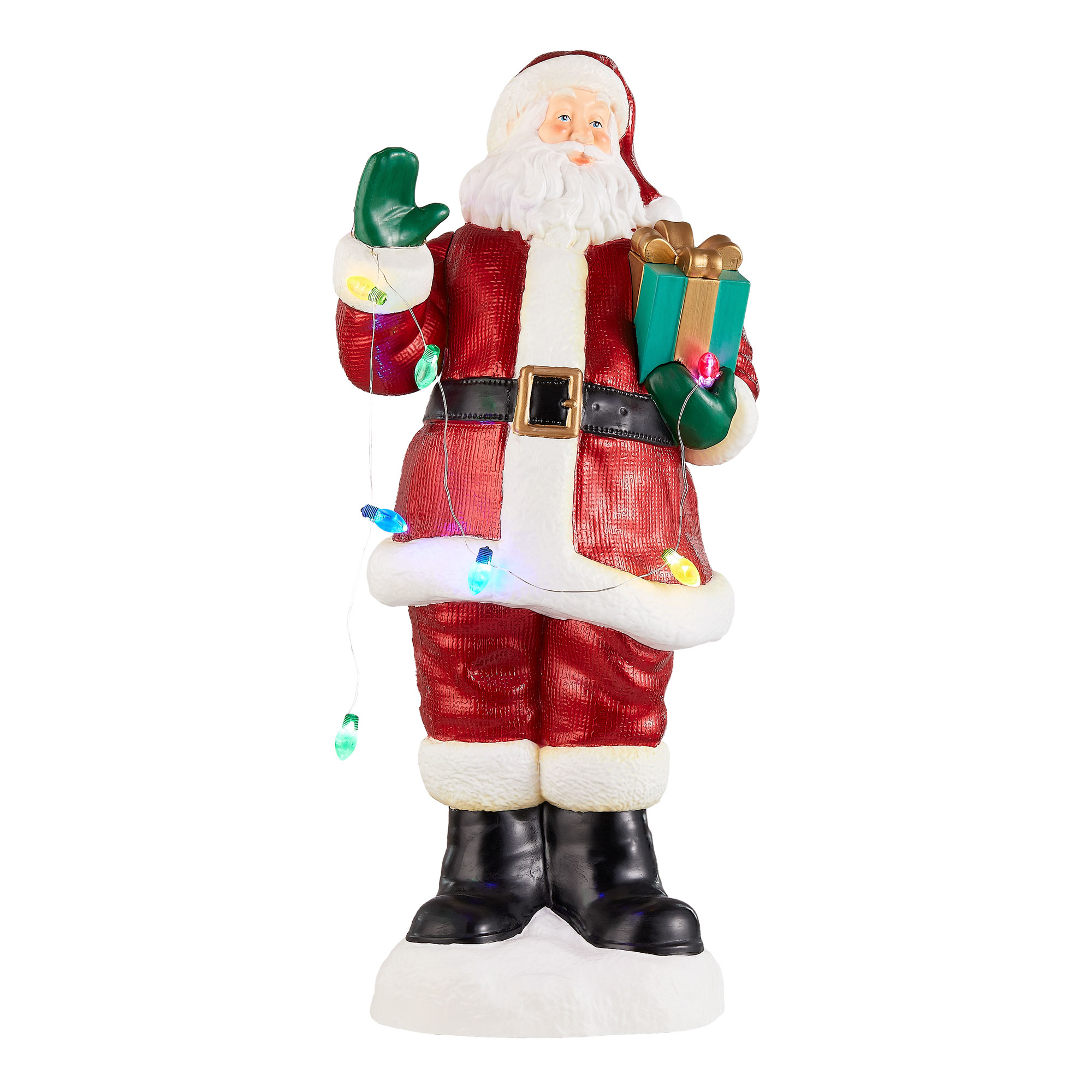 Holiday Time LightUp Santa With Present Table Top Christmas Decoration