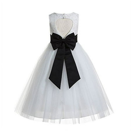 

Ekidsbridal Floral Lace Heart Cutout White Flower Girl Dresses First Communion Holy Baptism for Church Christening Gown 172T 12